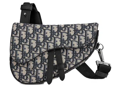 Pre-owned Dior Women's  Mini Saddle Bag Oblique Jacquard In Beige/black In Multi
