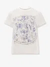 Dior Printed Graphic Round Neck Short Sleeve Top In White