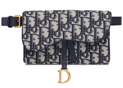 Pre-owned Dior Women's  Oblique Saddle Clutch Belt In Blue