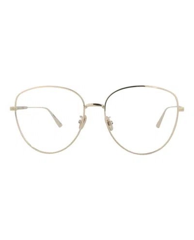 Pre-owned Dior Women's  Roundframe Metal Optical Frames In Gold Gold Transparent (cd50031u/58/033)