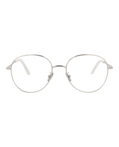 Pre-owned Dior Women's  Roundframe Metal Optical Frames In Palladium Palladium Transparent (cd50062u/52/016)