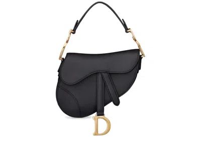 Pre-owned Dior Women's  Saddle Bag Calfskin Mini In Black