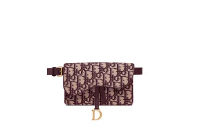 Pre-owned Dior Women's  Saddle Clutch Belt Oblique In Burgundy