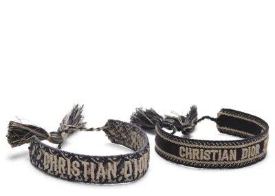 Pre-owned Dior Women's  Set Of J'a Bracelets Woven In Navy Blue