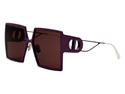 Pre-owned Dior Women's  Square Sunglasses In Bordeuax/gold (30montaignesu 60d0)