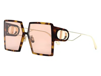 Pre-owned Dior Women's  Square Sunglasses In Havana/yellow (30montaignesu 26l0)