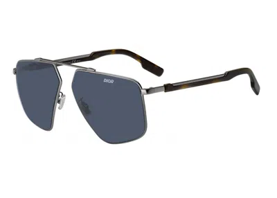 Pre-owned Dior Women's  Street1 Sunglasses In Dark Ruthenium Blue (kj1ku)