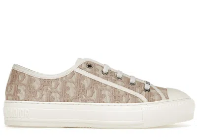 Pre-owned Dior Women's  Walk'n' Oblique Embroidered Sneakers In Nude/pink/white