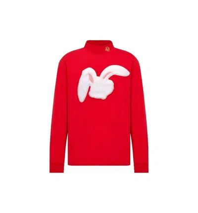 Pre-owned Dior Women's  X Erl Relaxedfit Longsleeved T-shirt In Red Cotton Jersey