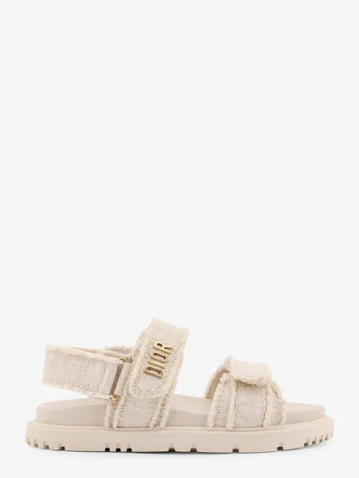 Dior Women Act Fabric Sandals With  Oblique Motif In Neutral
