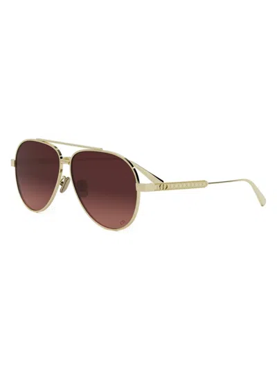 Dior Cannage A1u Pilot Sunglasses, 61mm In Gold/brown Gradient