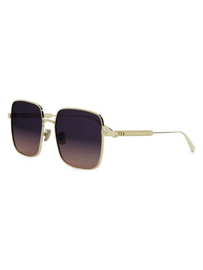 Dior Women's Cannage S1u 59mm Square Sunglasses In Gold Dark Bordeaux Gradient