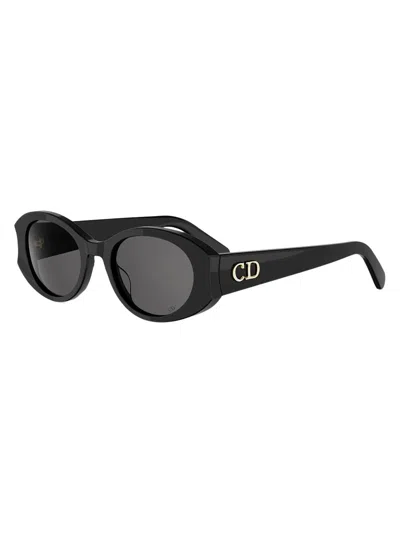 Dior Women's Glow B3i 51mm Tortoiseshell Oval Sunglasses In Black