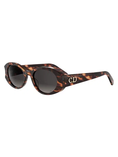 Dior Women's Glow B3i 51mm Tortoiseshell Oval Sunglasses In Brown