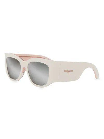 Dior Women's Nuit S1i 54mm Square Sunglasses In Ivory Grey Mirror
