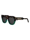 Dior Women's Signature B4i Butterfly Sunglasses In Havana Teal Dark Grey