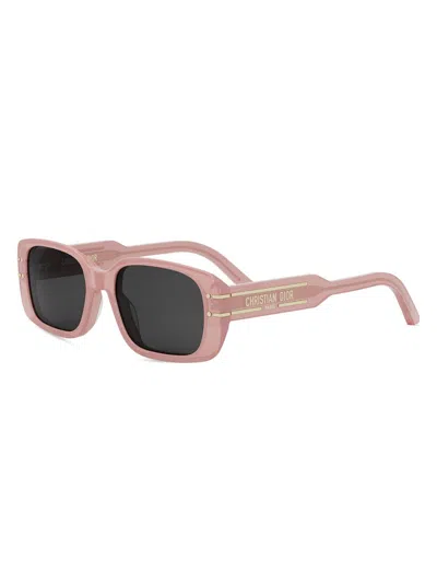 Dior Women's Signature S12i 53mm Rectangular Sunglasses In Pink