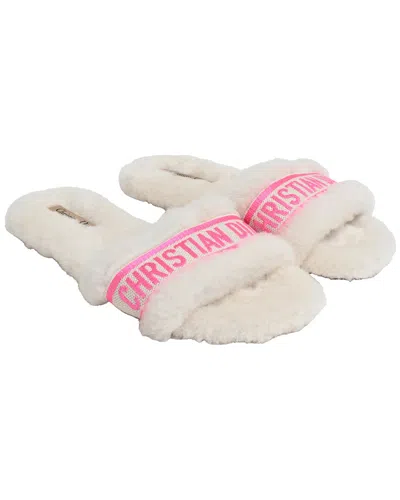 Pre-owned Dior Women's Faux Fur Chez Moi Slide (authentic Pre-loved)