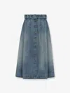 Dior Women Flared Midi Denim Skirt In Green