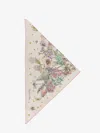 Dior Women Flowers Calendar Triangle Silk Foulard In White