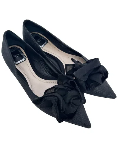 Pre-owned Dior Women's Glitter Rose-embellished Pointed Ballet Flat (authentic Pre-  Loved)