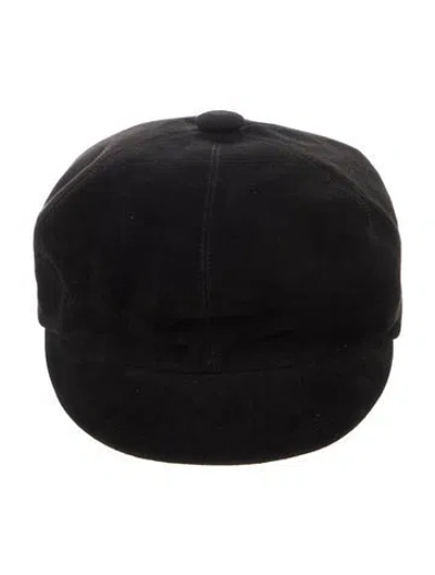 Pre-owned Dior Women's Goat Leather Newsboy Cap In Black