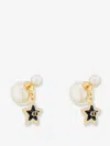 Dior Women Gold-finish Metal Earrings With White Resin Pearls In Multi