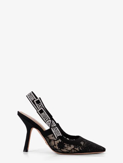 Dior Cotton And Lambskin Logo Flats For Women In Black