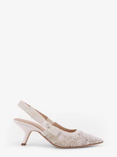 Dior Women J'a Lace Pumps With Side Bow Detail In White