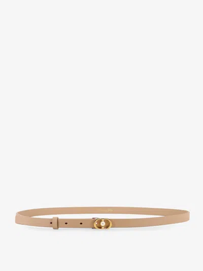 Dior Women Leather Belt With Cd Buckle In Neutral