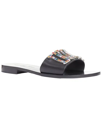 Pre-owned Dior Women's Leather Evolution Multicolor Crystal Pave Logo Sandals Slide  (authentic Pre-loved)