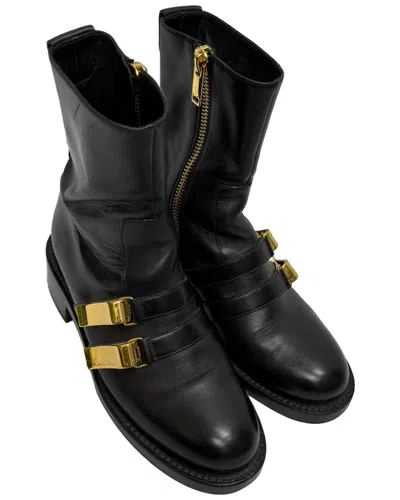 Dior Women's Leather D-race Ankle Boot (authentic Pre-loved) In Black