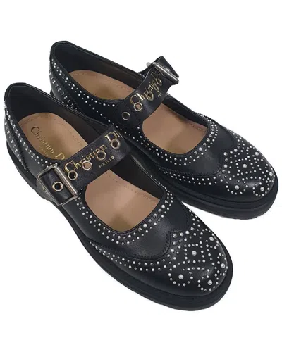 Dior Women's Leather D-society Baby Embellished Mary Jane Flat (authentic Pre-  Loved) In Black