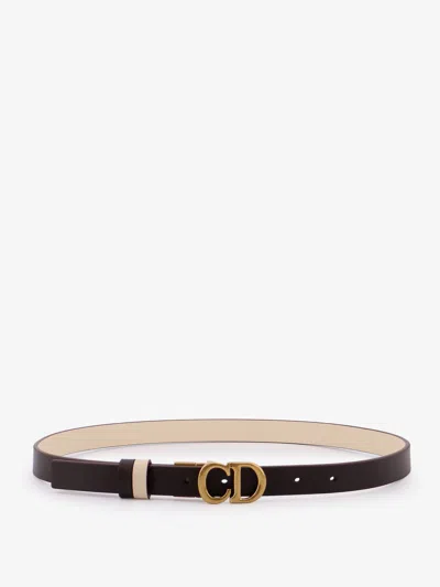 Dior Women Leather Saddle Belt In Brown