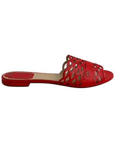 Dior Women's Leather Tattoo Lasercut Slide Sandal (authentic Pre-loved) In Red