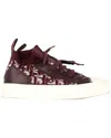 Dior Women's Leather Walk 'n'  Knitted High-top Sneaker (authentic Pre-  Loved) In Burgundy