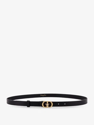 Dior Women Lucky 30 Montaigne Star Leather Belt In Black