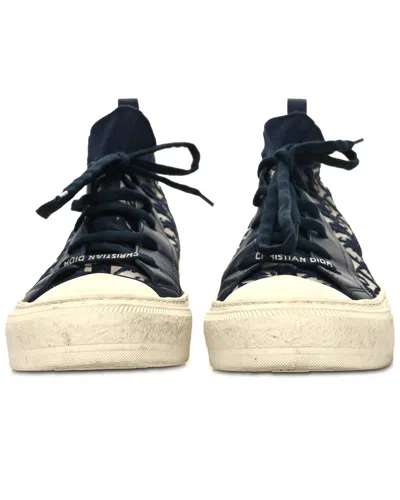 Dior Women's Oblique Perfo Leather Technical Knit Calfskin Oblique Walk'n' Mid Top Sneaker 39.5