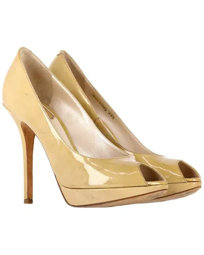 Dior Women's Patent Leather Miss  Peep-toe Pump (authentic Pre-loved) In Gold