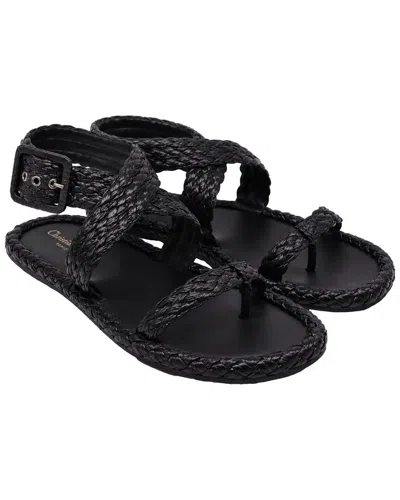 Dior Women's Raffia Ocean Thong Sandal (authentic Pre-loved) In Black
