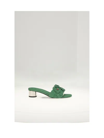Dior Bloom Heeled Slide In Green