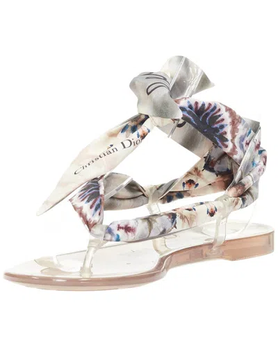 Pre-owned Dior Women's Silk Tie Sandal (authentic Pre-loved)