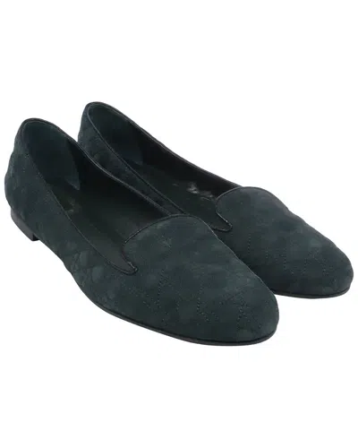 Pre-owned Dior Women's Suede Cannage Smoking Flat (authentic Pre-loved)