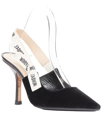 Pre-owned Dior Women's Synthetic 2017 J'a Embroidered Pump (authentic Pre-loved) In Black/black