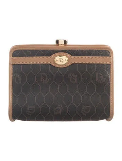 Pre-owned Dior Women's Vintage Coated Canvas Coin Purse In Brown