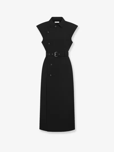 Dior Women Virgin Wool And Silk Midi Dress In Black