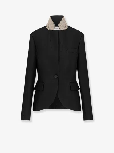 DIOR DIOR WOMEN WOOL AND SILK GRAIN DE POUDRE BLAZER