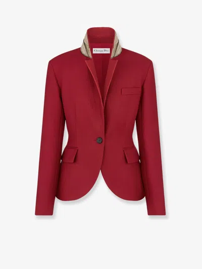 DIOR DIOR WOMEN WOOL AND SILK GRAIN DE POUDRE BLAZER