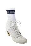 Dior Sock Detail D-zenith Lace-up Booties 8cm In White