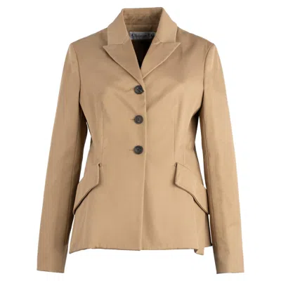 Pre-owned Dior Womens Tan Bar Jacket 38 Fr In Brown